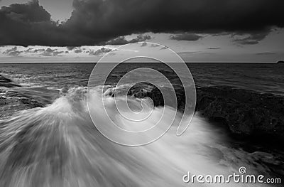 Dramatic waves in black and white Stock Photo