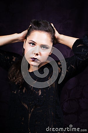 Dramatic Young Female Portrait Stock Photo