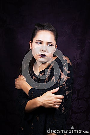 Dramatic Young Female Portrait Stock Photo