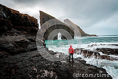 Drangarnir, a spectacular rock in the Faroe Islands Stock Photo