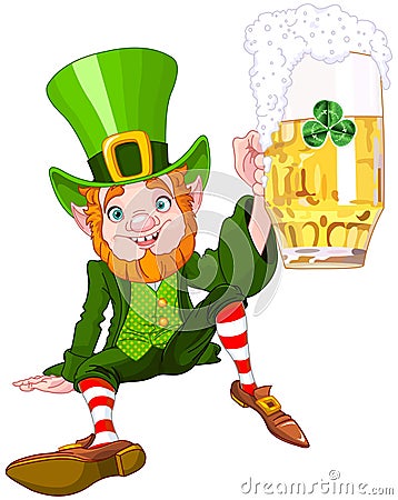 Drank Leprechaun Vector Illustration