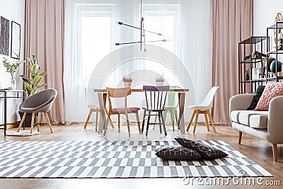 Drapes in cozy living room Stock Photo