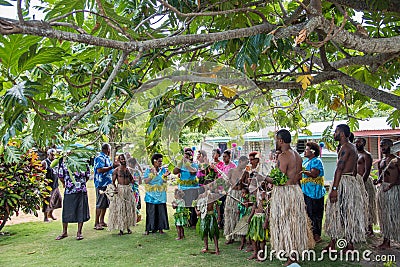 Fijian Singing in Traditional Dress Editorial Stock Photo
