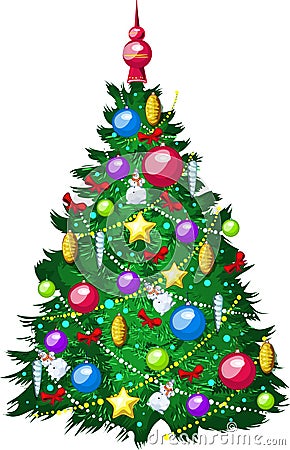 Draw Beautiful Christmas tree on white back Stock Photo