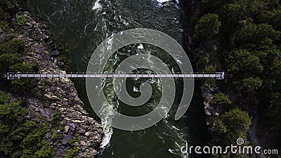 Draw Bridge at Kootenay Falls From Above Stock Photo