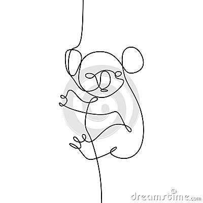 draw a continuous line of koala animals with a simple design Vector Illustration