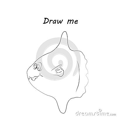 Draw me - vector illustration of sea animals. The clownfish coloring game for children. Vector Illustration