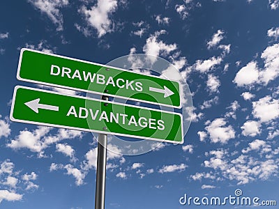 Drawbacks advantages traffic sign Stock Photo