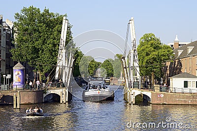 Amsterdam,Drawbridge,bridge,channel,holland Editorial Stock Photo