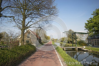 Drawbridge over a Canal Stock Photo