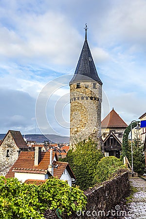 Drawbridge tower near the Castle Bad Homburg Stock Photo