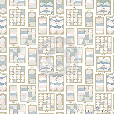 Drawer organization seamless vector background. Closet organization illustration. Tidy up pattern. Declutter and tidying up Vector Illustration