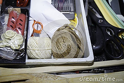 Drawers in the kitchen with useful and useless Stock Photo