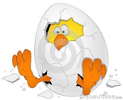 Easter Egg with Chicken - Cartoon Character - Vector Illustration Stock Photo