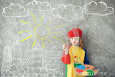 Drawing autumn theme. Imagination and freedom concept Stock Photo