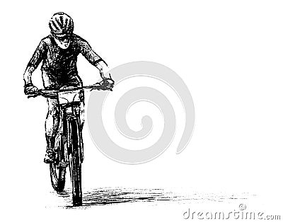 Drawing of the bicycle competition hand draw Vector Illustration