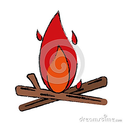 Drawing bonfire wood camping design Vector Illustration