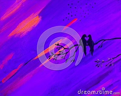 Drawing of bright night sky, romantic evening Stock Photo