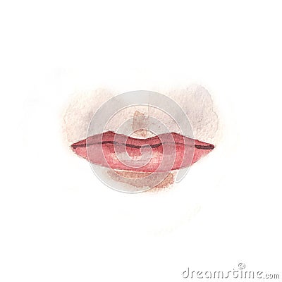 Drawing brutal male lips close-up. Cartoon Illustration