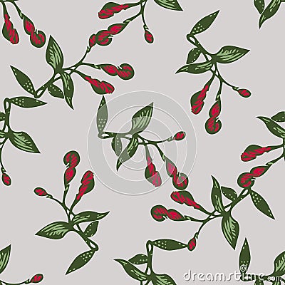 Drawing buds flowers Fuchsia. Beautiful floral seamless pattern print. Nature abstract background vector wallpaper. Line art Vector Illustration