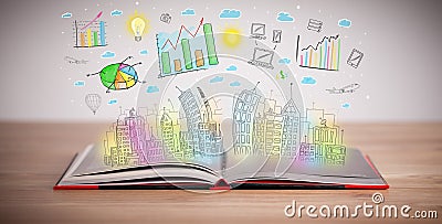 Drawing of a business scheme on an opened book Stock Photo