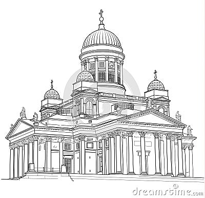Drawing of the Cathedral Vector Illustration