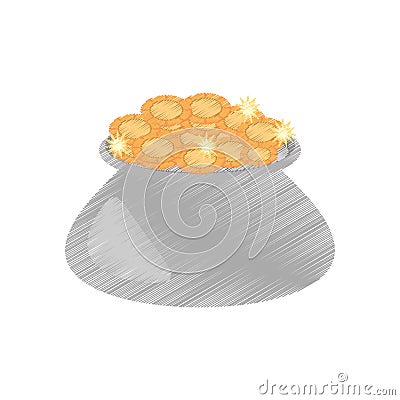drawing cauldron gold coin st patricks day Cartoon Illustration