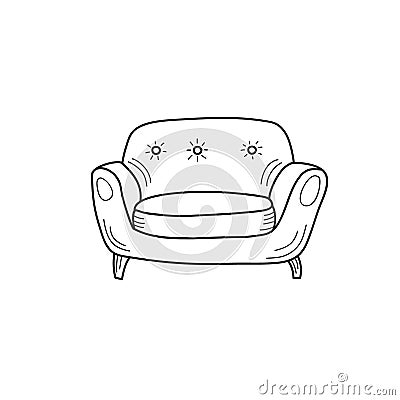 Drawing chair in the style of a doodle. Vector illustration by hand drawn illustration. symbol of soft furniture Cartoon Illustration