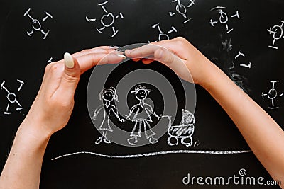 Chalk drawing on a blackboard Stock Photo
