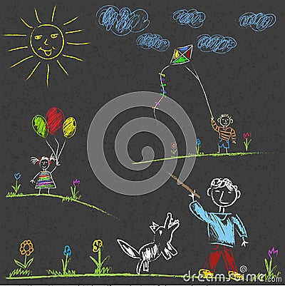 Drawing with chalk Vector Illustration