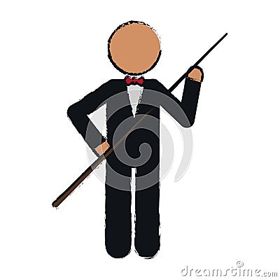 Drawing character billiard player tuxedo Vector Illustration