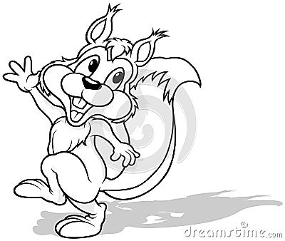 Drawing of a Cheerful Dancing Squirrel Vector Illustration