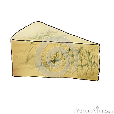 drawing cheese stilton isolated at white background Cartoon Illustration