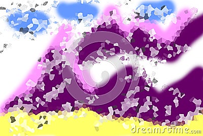 Drawing, children`s art pink , sky on neutral background Stock Photo