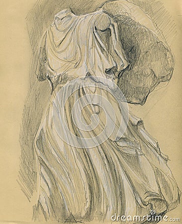 sketch on how to paper the Buff coloured and Pencil on White drapery Black damage. and Paper sketch on how to paper the Buff coloured and Pencil on White drapery Black damage. and Paper