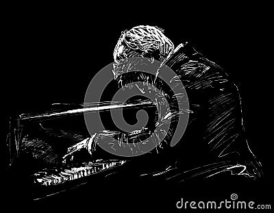 Drawing of the classical musician plays piano instrument Stock Photo