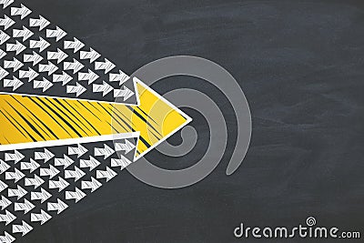 Drawing color group arrows on blackboard Stock Photo