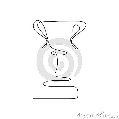 drawing a continuous line of award trophies for the champions Vector Illustration