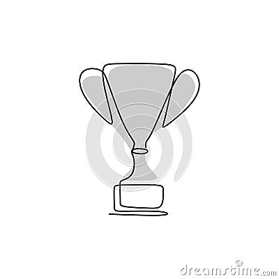 drawing a continuous line of award trophies for the champions Stock Photo
