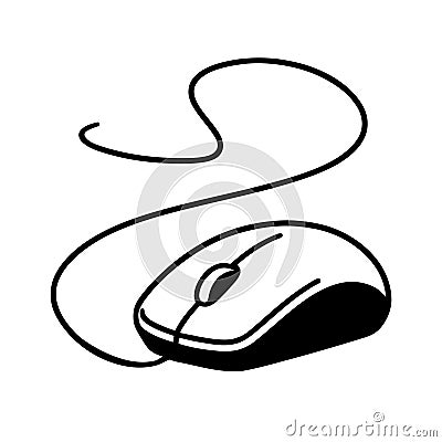 Drawing a continuous line. Computer mouse. Linear style. Vector Illustration