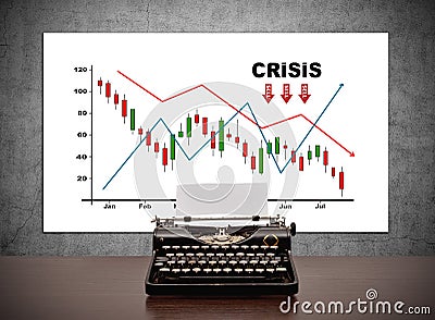 Drawing crisis chart on placard Stock Photo