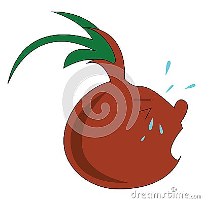 Drawing of crying onion Vector Illustration