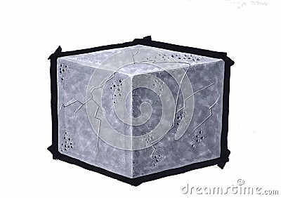 Drawing the cube Stock Photo