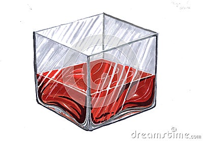 Drawing the cube Stock Photo