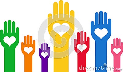 Hands with a heart in the middle of the palm Vector Illustration