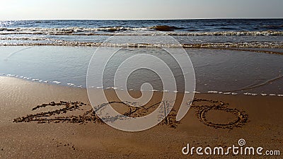 Numbers 2018 drawn in the beach Stock Photo