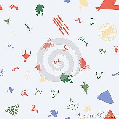 Drawing doodling map elements. Vector streaamless pattern Vector Illustration