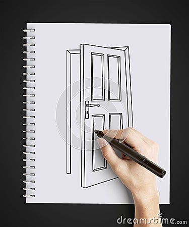 door drawing note hand draw open pad dreamstime
