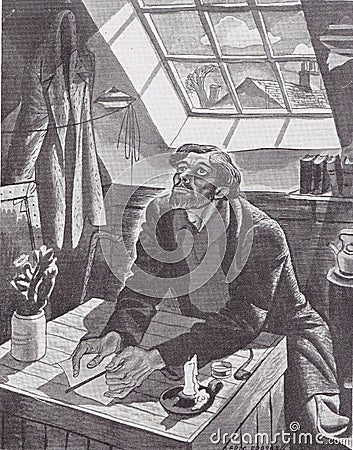 Drawing by Eric Fraser. Editorial Stock Photo