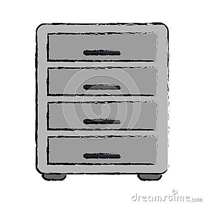 Drawing file cabinet archive workplace Vector Illustration